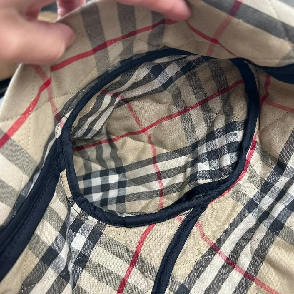 Burberry London Full Zip Quilted Jacket Womens Small Blue Plaid Lined - Picture 15 of 16